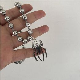 Pendant Necklaces Goth Vintage Metal Spider Silver Colour Steel Ball Chain Short Choker Aesthetic Jewellery For Women Bijoux Femme