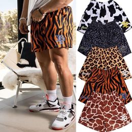Men's Shorts Summer Fashion Brand Inaka Power Leopard Print and Women's Casual High Street Loose Sports Basketball Cropped Pants230316