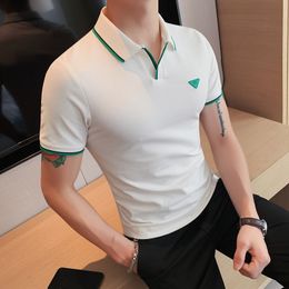 Men's Polos Polo Shirt Men Summer Stritching Men's Shorts Sleeve Polo Business Clothes Luxury Men Tee Shirt Brand Polos 230317