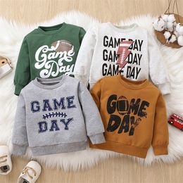 Hoodies Sweatshirts -09-20 Lioraitiin 0-3Years Toddler Baby Boy Girl Autumn Football Season Sweatshirt Long Sleeve Rugby Print Game Day Clothes 230317