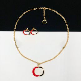 Red Black Color Women Charm Double Letter Combination Design Pendant Necklaces Simple Generous Lady Street Jewelry