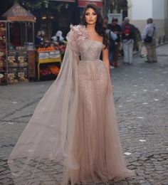 Noite de sereia cinza mangas bateau um ombro de um ombro com miçangas lantejas de laca vestidos de baile de baile de renda vestidos de festa de tamanho grande