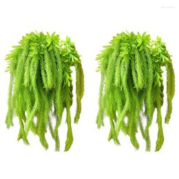 Decorative Flowers A50I Real Touch Artificial Air Grass Green Leaves Home Outdoor Decoration Wall Hanging Plant Fake 2 Pcs