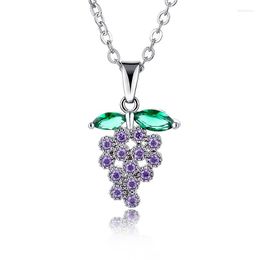 Pendant Necklaces Seanlov Fashion Grape CZ Crystal & Pendants Silver Colour Chain Long Statement Necklace Women Engagement Jewellery