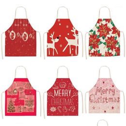 Christmas Decorations 1Pcs Red Apron Cotton Linen Pinafore Xmas Decor Pendant Adt Bibs 53X65Cm Home Kitchen Cooking Accessories Cm10 Dhem7