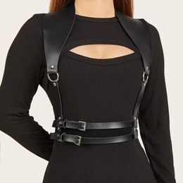 Suspenders Women Leather Harness Belt Strap Girdle Sexy Lady Handmade Belt Decorative Shirt Dress Smooth Buckle Vest Harness For Female 230316