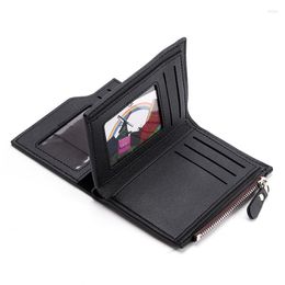 Wallets Men Zipper Short Wallet Multifunctional Vertical Mini Snap Button Retro Coin Purse PU Leather Card Holder Carteras