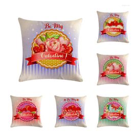 Pillow Be My Valentine Decoration Linen Cover For Couple Red Heart Shape Flower Background Home Sofa Car ZY856