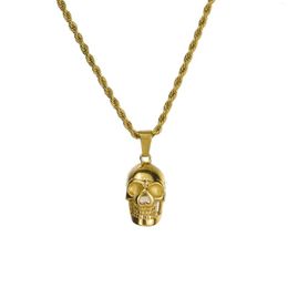 Pendant Necklaces Rock Punk Street Style Stainless Steel Skeleton Skull Charms Men Necklace Twist Chain Pendants For Jewelry