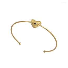 Bangle Stainless Steel Jewelry Thin Circle Adjustable Bracelets For Women Golden Heart Round Charm Bangles Pulseras Mujer Free Shiping