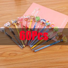 Pencils 60pcs/set Cute Cartoon with Rubber Kindergarten Gifts Stationery Children HB Wholesale for Student 230317