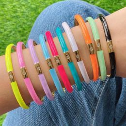 Bangle 5Pcs Trendy Bright Colour Copper Enamelled Colourful Summer Bracelet For Women 2023 Jewellery Gift