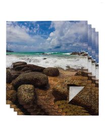 Table Napkin Sea Reef Beach Blue Sky White Clouds 4/6/8pcs Kitchen 50x50cm Napkins Serving Dishes Home Textile Products