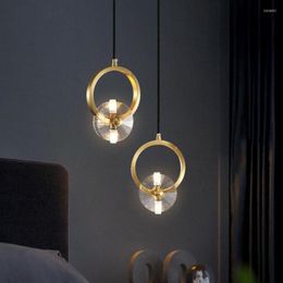 Pendant Lamps Crystal Led Hanging Light Postmodern Luxury Brass Creative Bedside Dining Room Kitchen Suspension Luminaire