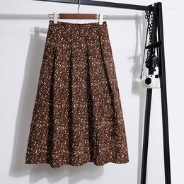Skirts Korean Style Women's Summer Elegant Vintage Floral Skirt Jupe High Waist A-Line Long Stretch Elastic Thin