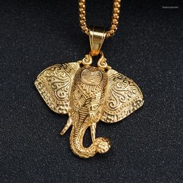 Pendant Necklaces Hip Hop Bling Gold Color Stainless Steel Symbol Of Peace Elephant Pendants Necklace For Men Rapper Jewelry Drop Gift