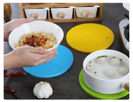 Table Mats Multifunctional Round Silicone Non Slip Heat Resistant Pot Pad Place Mat Holder Kitchen Accessories W9563