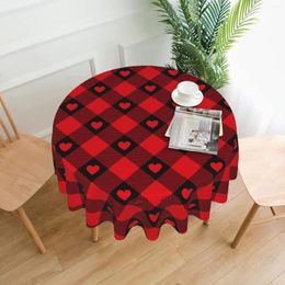 Table Cloth Valentines Tablecloth Round Plaid Valentine's Day Decorations Red Love Heart Cover