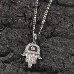 Pendant Necklaces Eye Hand Iced Out Bling Pendant&Necklace Mirco Pave Prong Setting For Men Hip Hop Jewellery BP049