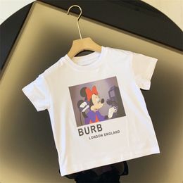 Роскошная футболка для мальчика и девочки Модная дизайнерская детская футболка Летняя футболка с алфавитом Детская одежда с принтом в волнистую полоску 100-150 см a144