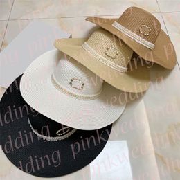 Summer Wide Brim Sun Hat Luxury Pearl Straw Hat Women Outdoor Holiday Beach Fashion Hats