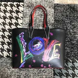 Damen-Einkaufstasche mit Nieten und Farbverlauf, luxuriöses Design, Handtasche, Tragetaschen