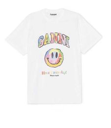 2023SS Women Designer T -Shirt Regenbogen kleiner Blumendruck grauer lässige Kurzarm Tops
