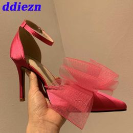 Pumps Ladies Thin High Heels Shoes Female Fashion Pointed Toe Butterfly Knot Stiletto Heels Shoes Sandals for Women 2023 0316