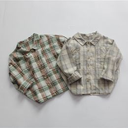 Kids Shirts Spring Autumn Baby Boys Plaid Shirts Korean Style Loose Casual Kids Shirts Children Clothes Tops 230317