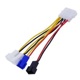 IDE 4Pin Molex To 4 Port 3Pin Computer Fan Power Supply Cable 2-port 12V 7V 5V Speed Reduction Lines Deceleration Cord 22AWG