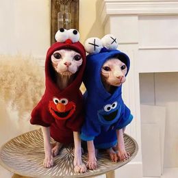 Cat Costumes Sphynx Hairless Clothes Sphinx German Spring Autumn Winter Cotton Cute Fleece Hoodie Coat Big Eyes