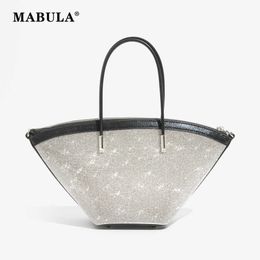 Bling Fan-shaped Rhinestone Lady Tote Bag Luxury Sparkling Crystal Evening Handbag Fashion Women Wedding Crossbody Purse 230315