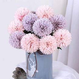 Decorative Flowers 3/5Pcs Ball Chrysanthemum Artificial Dandelion Plastic Flower For Home Garden Wedding Decoration DIY Wreath Bouquet