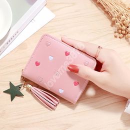 Fashion Geometric Women Cute Heart Wallets Pocket Purse Card Holder Patchwork Wallet Lady Female Short Coin Burse Money Bag New