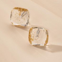 Stud Earrings 2023 Vintage Simple Resin Clear Baroque Square For Girl