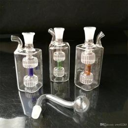 Hookahs Mini two rounds of small pots Wholesale Glass Bongs Accessories, Glass Water Pipe Smoking,