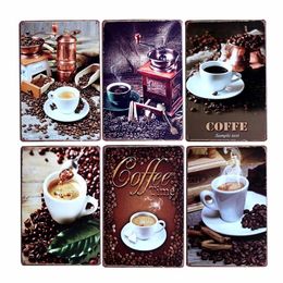 Coffee Tin Sign Metal Vintage Plaque Bar Cafe Decoration Pub Retro Metal Posters Decorative Home Wall Decor 30X20cm W03