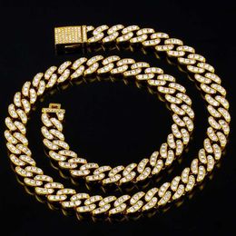 Top Quality Hip Hop Jewelry 8mm Real Gold Plated Brass Hand Setting Full Cz Cuban Chain Necklace