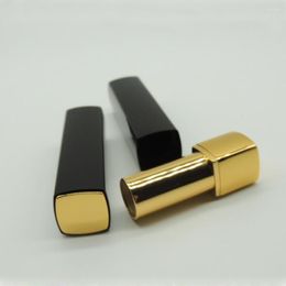 Storage Bottles 50 Pcs/lot Empty Stick Tube Black Cap Gold Press Lip Case Lipstick Container Travel Cosmetic Bottle