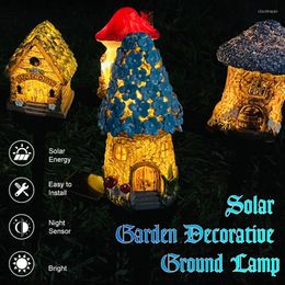 Solar LED Light House Shape Ground Plug Lawn Lamp Outdoor Courtyard Garden Yard Resin Decoration Easter Walkway Ornament