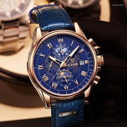 Wristwatches LIGE Original Mens Watch Top Waterproof Sports Date Clock Male Quartz Wrist Watches Men Moonswatch Montre Homme