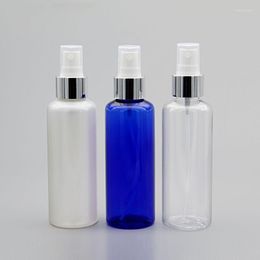 Storage Bottles Wholesale 30pcs 150ml Round Cosmetic Plastic Silver Spray Bottle 150cc Aluminum Nozzle Fine Mist Pump Containers