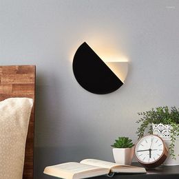 Wall Lamps LED Lamp 360 Degree Rotation Adjustable Interior Light Bedside Decoration Creative Modern Round Sconce