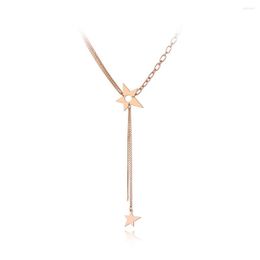 Choker Bohemia Design Stainless Steel Star Necklaces Jewellery Rose Gold Tassel Pendant Necklace For Women Girls N20024