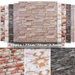 10pcs 3D Brick Wall Sticker DIY Wallpaper for Living Room Bedroom TV Wall Waterproof Self-Adhesive Foam Plastic Wall Stickers