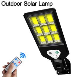 Outdoor Solar Street Light COB LED Wall Lamps with 3 Light Mode Human Body Induction Waterproof Material for Garden Terrace oemled