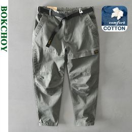 Men's Pants Autumn and Winter Men Cotton Solid Color Loose Casual Safari Style Pocket Army Green Workwear GML04-Z331 230317