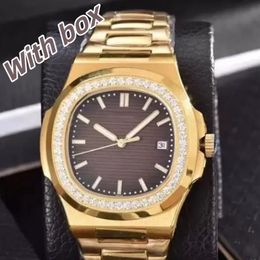Luxury Watch Men's Watch Men's Diamond Gold Watch Automatic Mechanical Stainless Steel Watch Band Nautilus