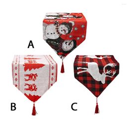 Table Cloth Christmas Tablecloth Knitting Flag With Tassel Embroidery Placemat Furniture Protection Decoration Home Snowman