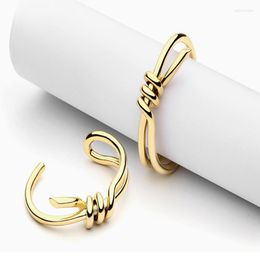 Bangle Women's Gift European And American Retro Elegant Knot Luxury Gold Colour Bracelets